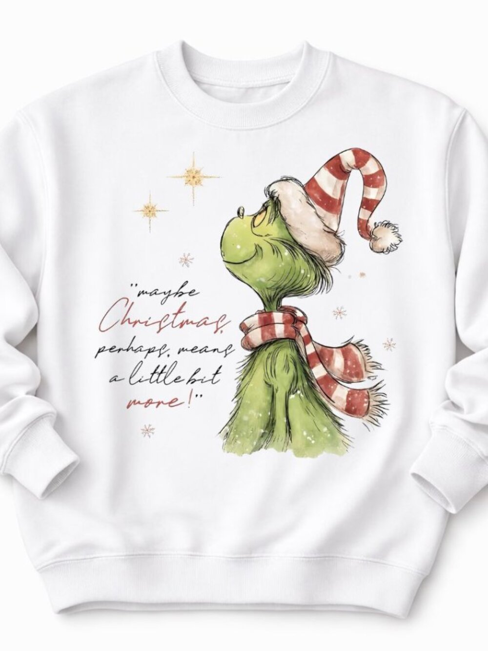 Christmas Quote Womens Custom White Crewneck Graphic Sweatshirt Tops